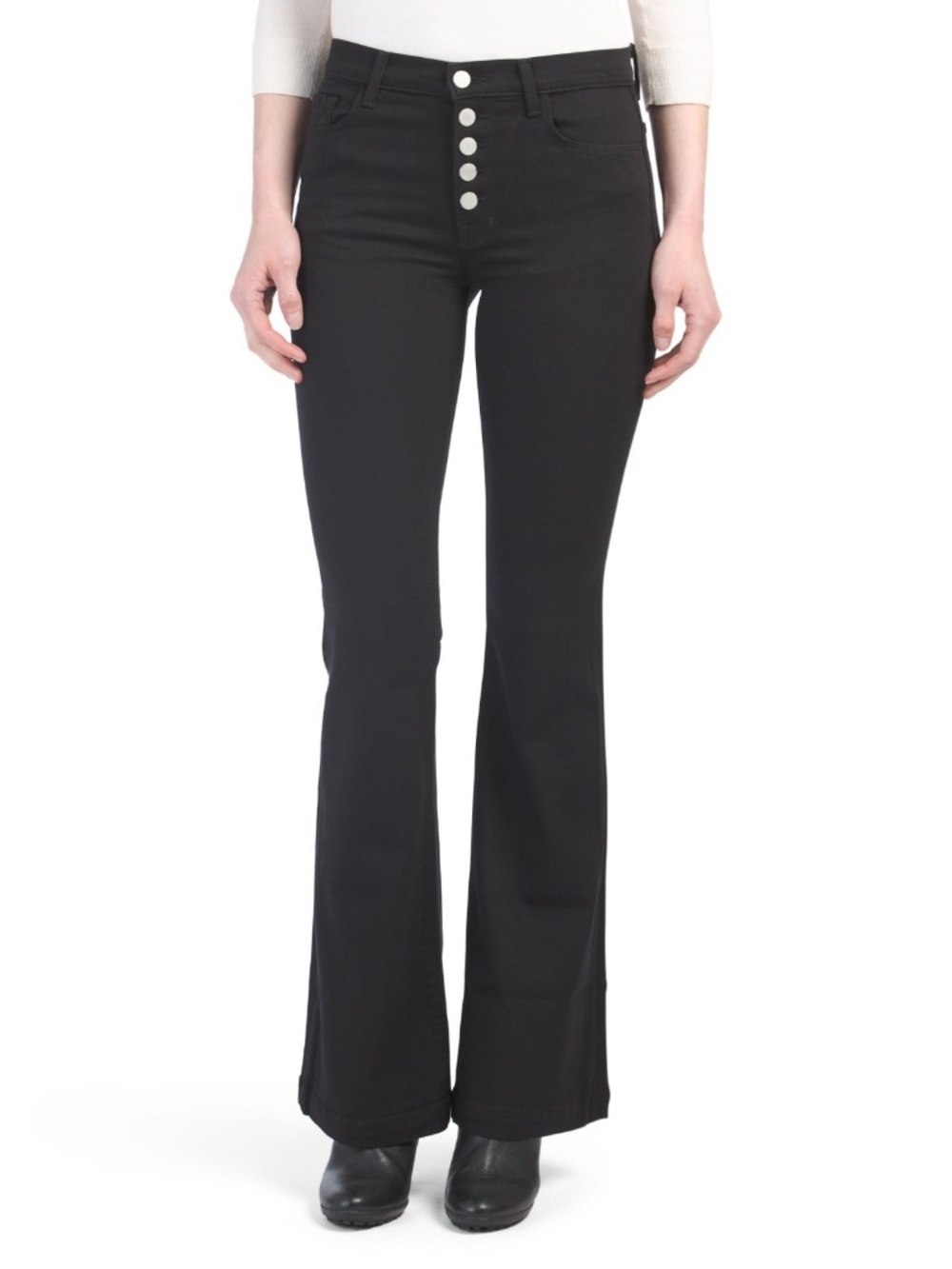 ANTHROPOLOGIE J BRAND MARIA HIGH RISE FLARE SERIOUS BLACK $228